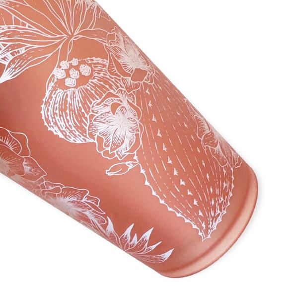 2019 Starbucks Coral Soft Touch Cactus 24 oz Tumbler Cup Blue Lid Collectible - Picture 8 of 8